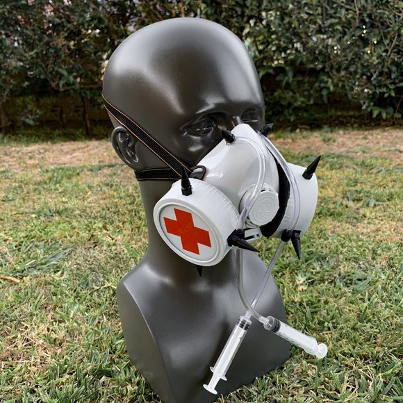 Steampunk Cosplay Costume Party Halloween Mask White Red with adjustable straps - Picture 3 of 3